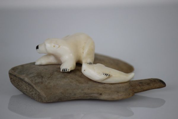 Ivory Polar Bear and Seal by Isabella Kridluar from Repulse Bay/Naujaat