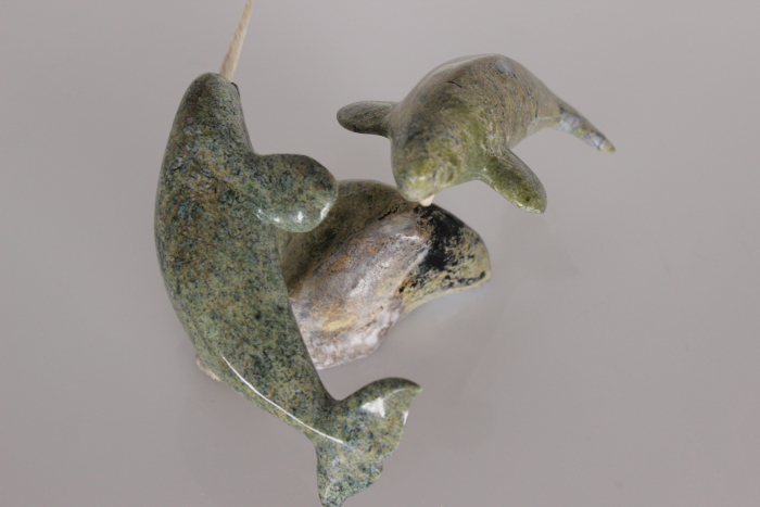 Narwhal with Young by Pudlalik Shaa from Cape Dorset / Kinngait