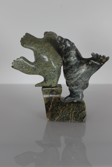 Dancing Bear and Walrus by Lucassie Etungat from Iqaluit