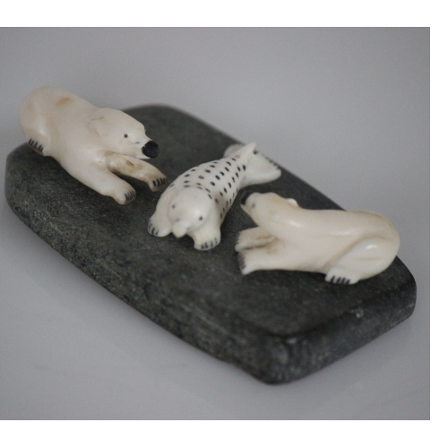 Two Bears and Seal by Isabelle Kridluar from Repulse Bay - Naujaat