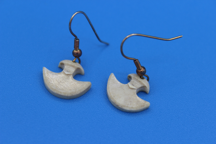 Bone Ulu Earrings by Anon from Baker Lake