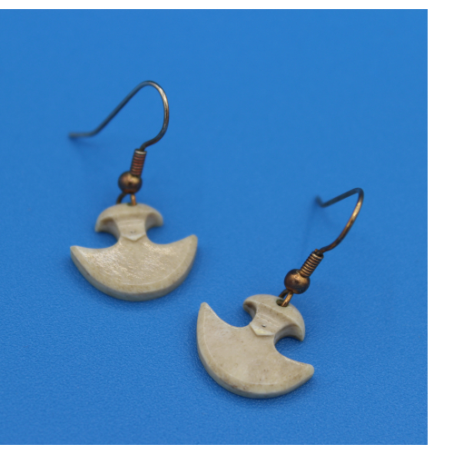 Bone Ulu Earrings by Anon from Baker Lake