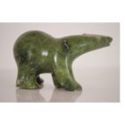 Green serpentine Walking Bear by Quaraq Nungusuituq (ᑯᐊᕋ ᑭᒐᐃ) from Cape Dorset