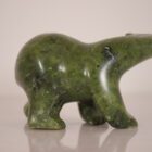 Green serpentine Walking Bear by Quaraq Nungusuituq (ᑯᐊᕋ ᑭᒐᐃ) from Cape Dorset