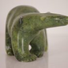 Green serpentine Walking Bear by Quaraq Nungusuituq (ᑯᐊᕋ ᑭᒐᐃ) from Cape Dorset