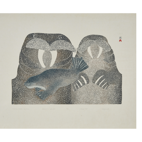 Walrus Watch Newborn by Mayureak Ashoona from Cape Dorset - Kinngait