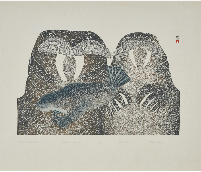 Walrus Watch Newborn by Mayureak Ashoona from Cape Dorset - Kinngait