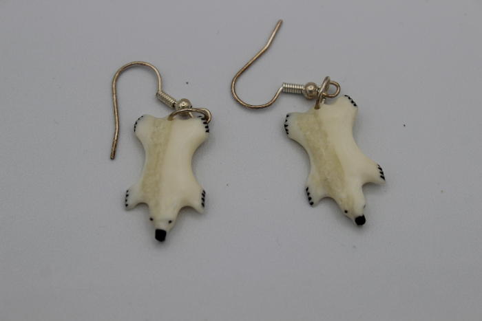 Polar Bear Earrings by Isabelle Kridluar from Repulse Bay - Naujaat