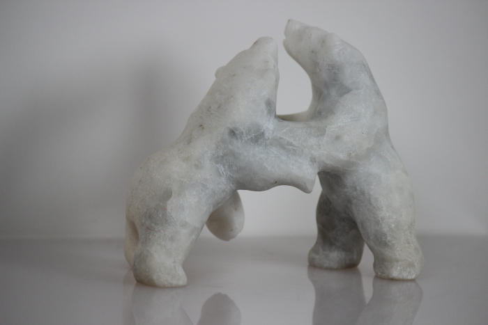 Jostling Bears by Tony Oqutaq from Cape Dorset - Kinngait