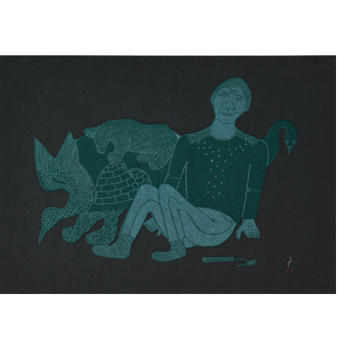 Resting Carver by Cee Pootoogook from the 2024 Dorset Print Collection