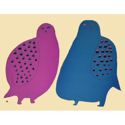 Plump Owls by Saimaiyu Akesuk from the 2026 Dorset Print Collection