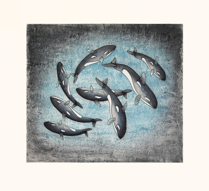 Kaivattuit (Circling Whales) by Qavavau Manumie from the 2026 Dorset Print Collection