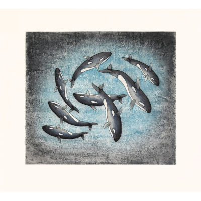 Kaivattuit (Circling Whales) by Qavavau Manumie from the 2026 Dorset Print Collection