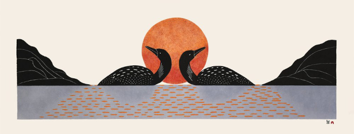 Shimmering Loons by Quvianaqtuk Pudlat from the 2026 Dorset Print Collection