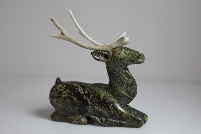Kneeling Caribou by Sangani Osuitok from Kinngait - Cape Dorset