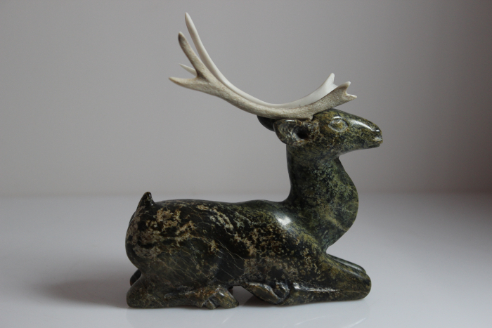 Kneeling Caribou by Sangani Osuitok from Kinngait - Cape Dorset