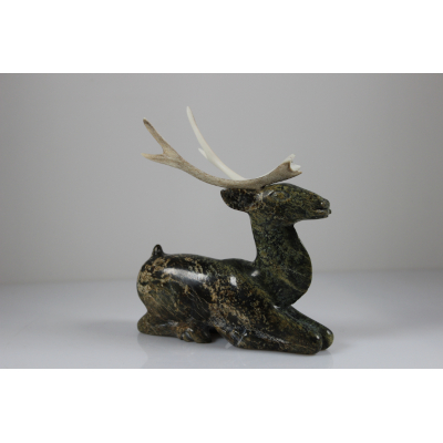 Kneeling Caribou by Sangani Osuitok from Kinngait - Cape Dorset