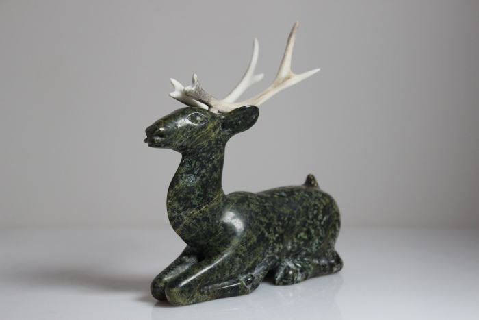 Kneeling Caribou by Sangani Osuitok from Kinngait - Cape Dorset