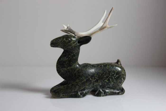 Kneeling Caribou by Sangani Osuitok from Kinngait - Cape Dorset