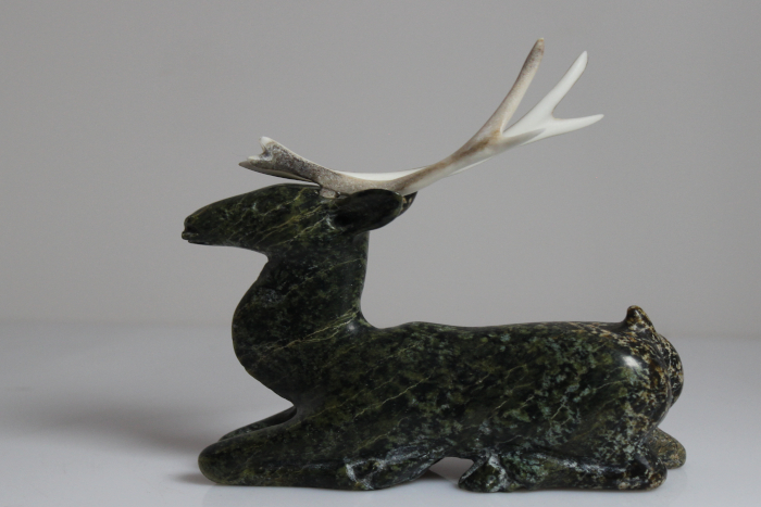 Kneeling Caribou by Sangani Osuitok from Kinngait - Cape Dorset