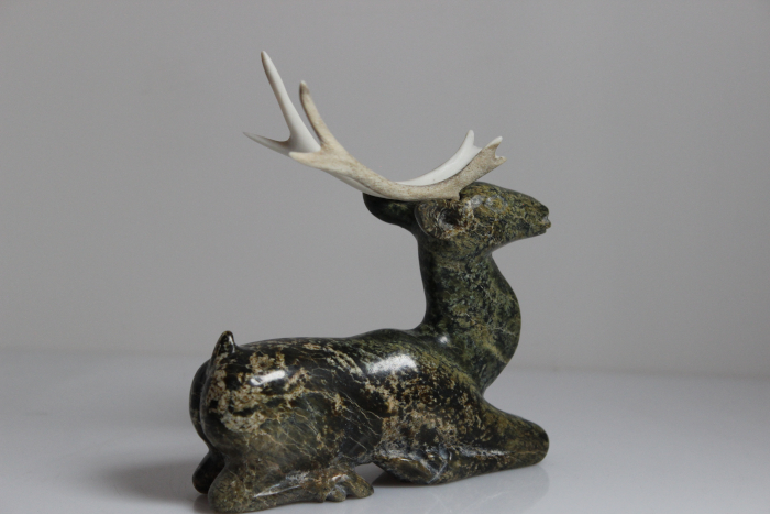 Kneeling Caribou by Sangani Osuitok from Kinngait - Cape Dorset