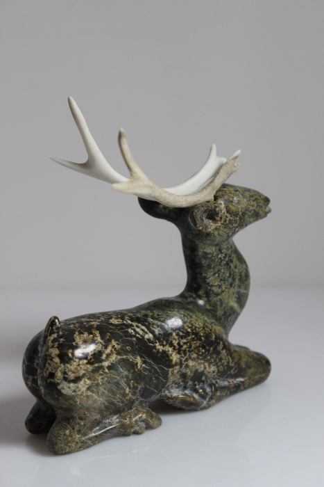 Kneeling Caribou by Sangani Osuitok from Kinngait - Cape Dorset