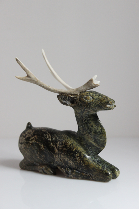Kneeling Caribou by Sangani Osuitok from Kinngait - Cape Dorset