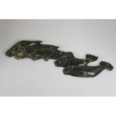 Wall Hanging of Whales by Ottokie Aningmiuq from Cape Dorset - Kinngait