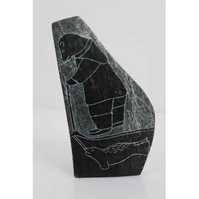 Incised Stone by Annie Ainalik Parr from Cape Dorset - Kinngait