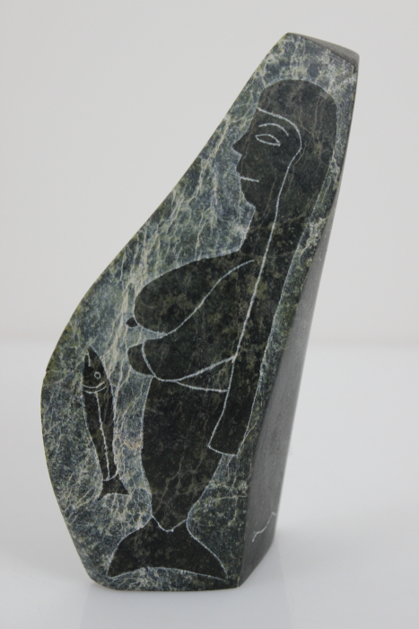 Incised Stone by Annie Ainalik Parr from Cape Dorset - Kinngait