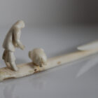 Hunter, Seal and Kayak by Mark Tungilik from Repulse Bay - Naujaat