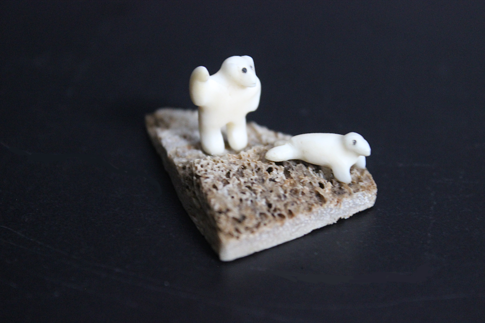 Bear and Seal by Mark Tungilik from Repulse Bay - Naujaat